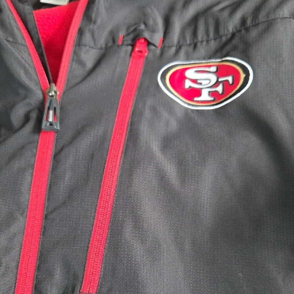 Reebok 49ers San Francisos Black and Red Hooded Windbreaker Winter Jacket - Picture 3 of 14